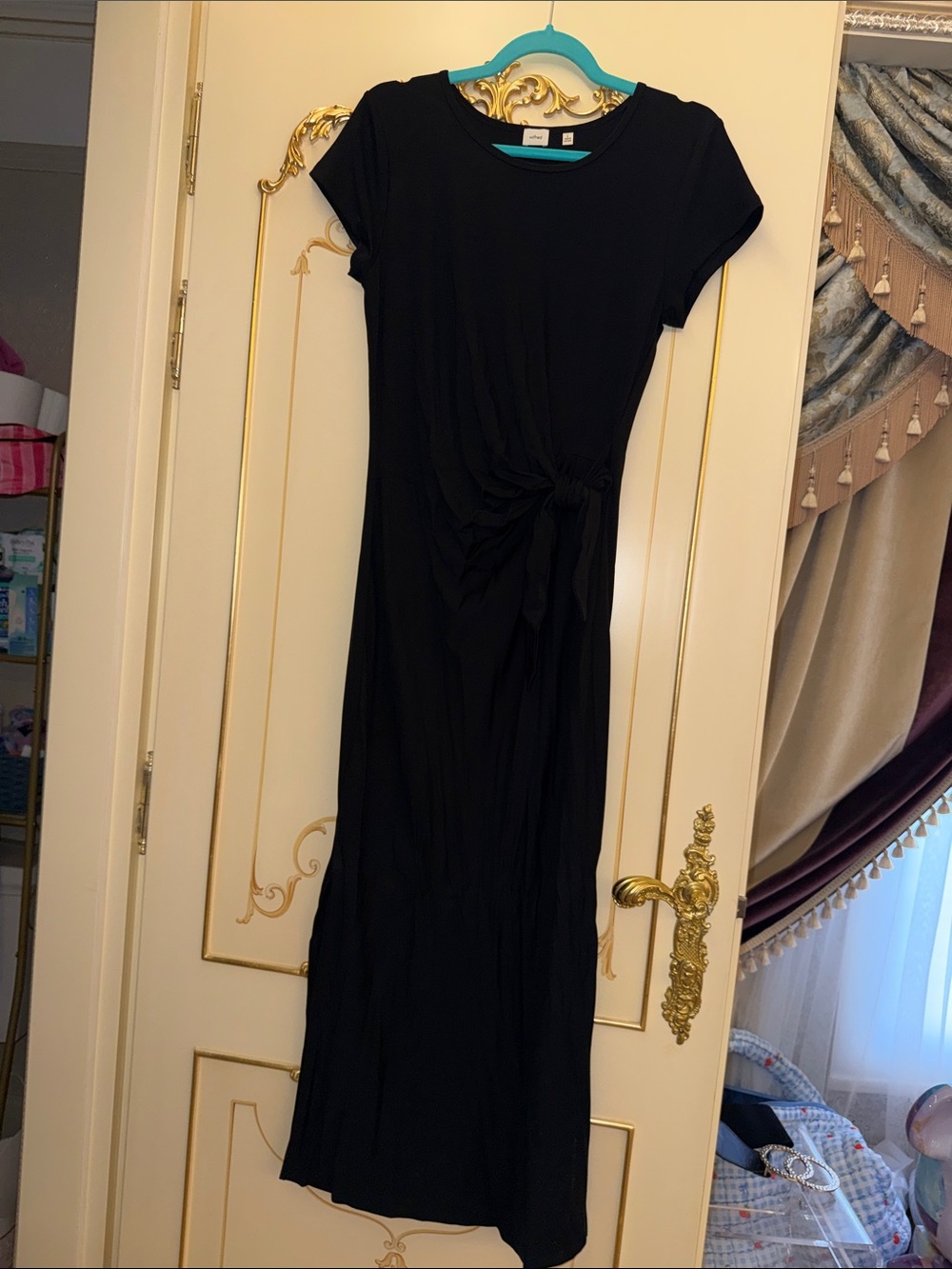 Wilfred Black Knot-Detail Short Sleeve Maxi Dress